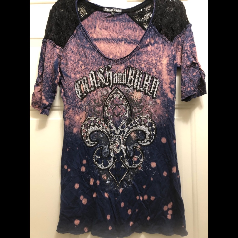 New**Crash and Burn t-shirt bleach wash